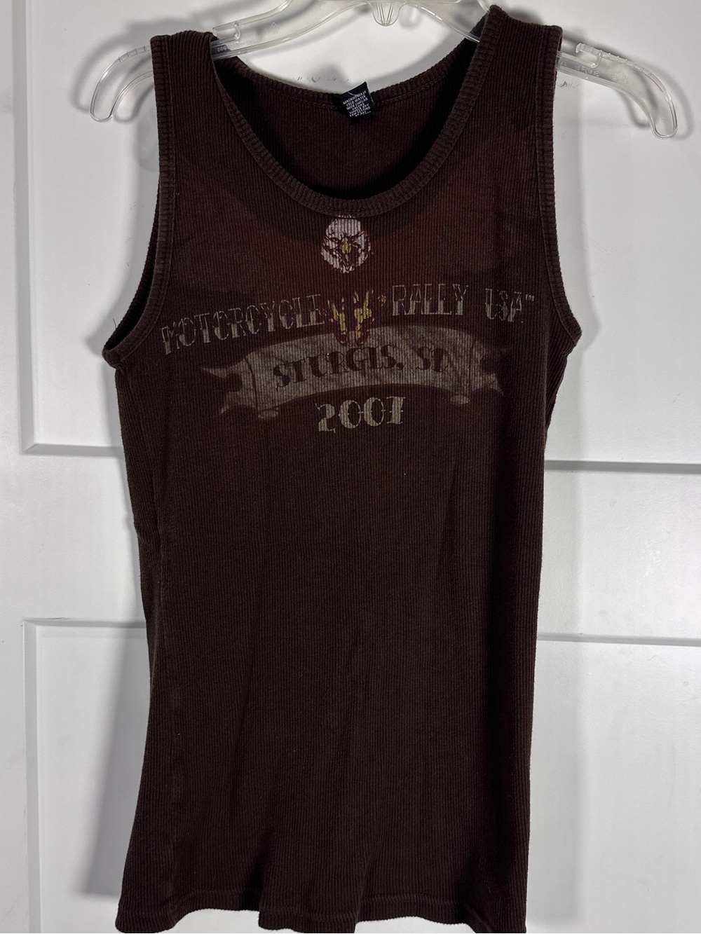 Sturgis Bike Rally South Dakota Brown Eagle Ribbed Tank Top - 2007 Classy Lady